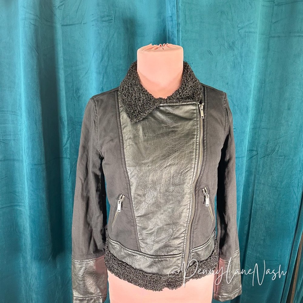 Rock & Republic Mixed Media Moto Jacket Black - Picture 6 of 14